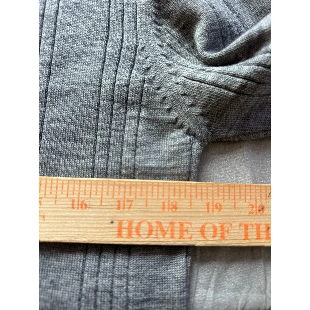 Amber Stone Merino Wool Sweater Women‎ Sz S Gray Ribbed Mock Neck New Wool